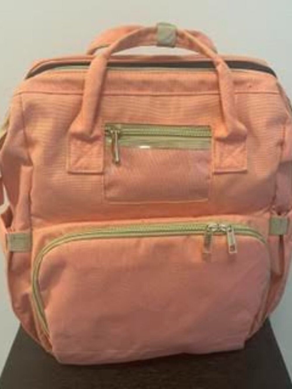 Personalized Diaper Bag Backpack Peach Embroidered Name Mommy Bag Foldable